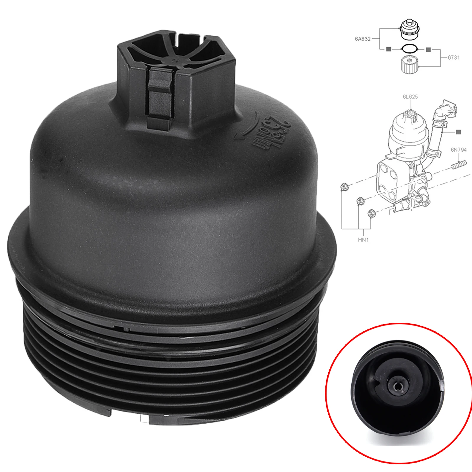 For Ford Mondeo MK4 Transit MK7 2006 2007 2008 2009 2010-2016 Citroën Berlingo C2 C3 C4 C5 C8 Oil Filter Housing Cap 3M5Q6737AA