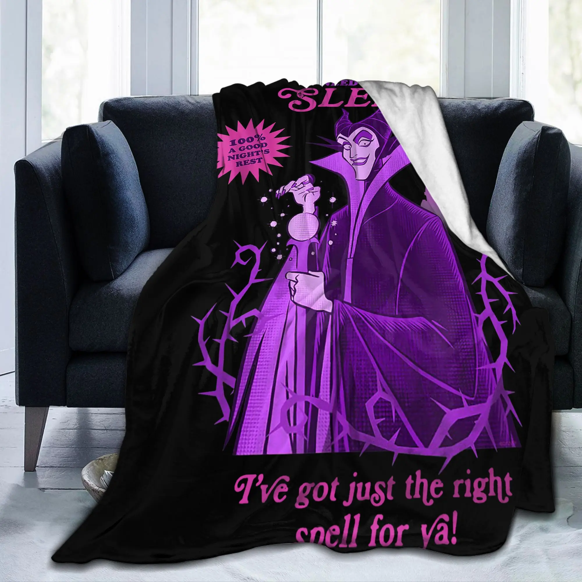 Villains for Hire Maleficent Need Some Sleep Blankets  Wool Funny Warm Throw Blankets for Bedspread Winter Office