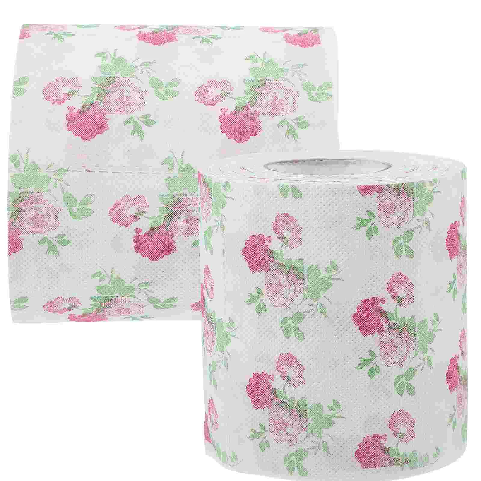 2 rouleaux de papier toilette colorés, serviettes imprimées en vrac, serviettes de bain, décor en pâte de bois