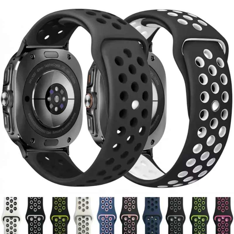 حزام سيليكون لساعة سامسونج جالاكسي الترا 47 ملم سوار رياضي ناعم معصمه حزام ساعة قابل للتنفس لحزام جالاكسي الترا