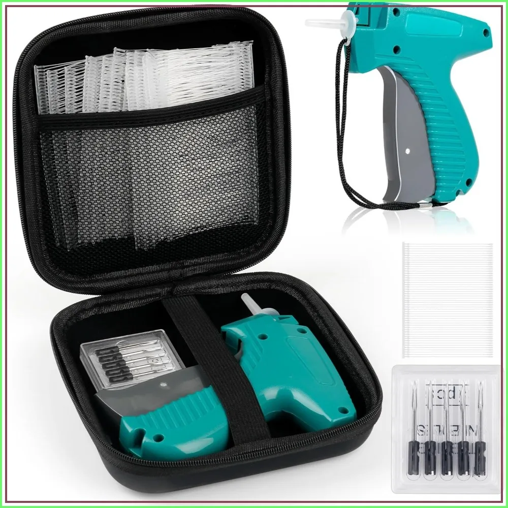 

Retail Price Tagging Gun for Clothes, Includes 5 Needles & 1008 Fasteners, Hard EVA Bag, Green