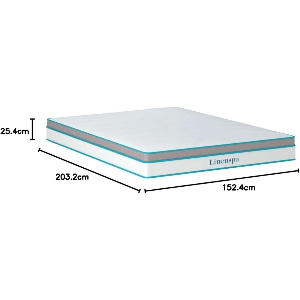 Linenspa 10 Inch Memory Foam and Spring Hybrid Mattress - Medium Feel - Bed in a Box - Quality Comfort and Adaptive Support