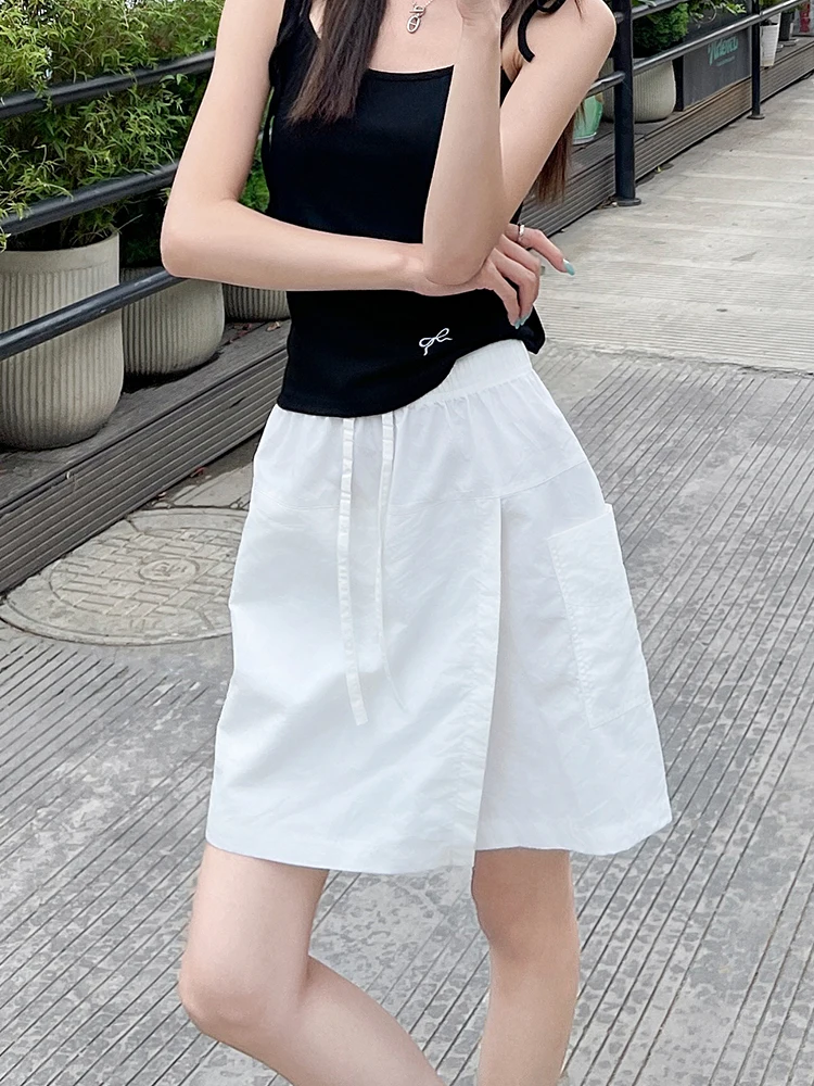 Sommer-Damen-Shorts Schnelltrocknend Leichtgewichtig Mit Taschen Vorderer Schlitz Cargo-Hose Hohe Taille Knielange Shorts Sportliche Freizeithose – Detail 10