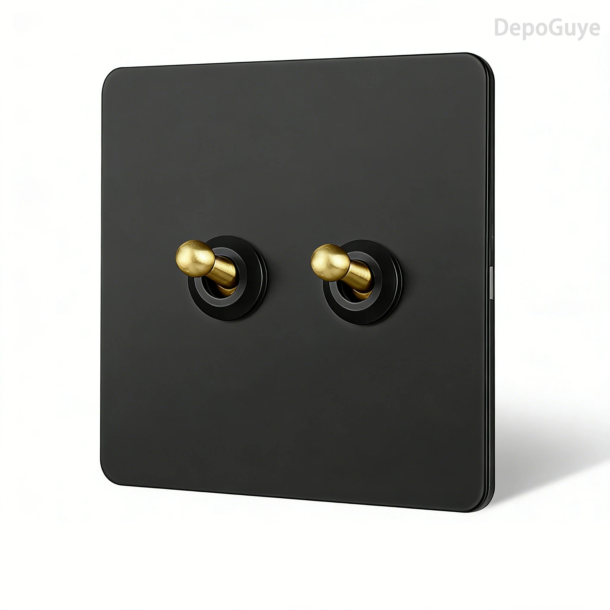Edelstahl-Panel Retro-Kippschalter Gold/Schwarz/Weiß Wandlampe Messinghebel EU UK Standard 1-4-fach Heimdekoration