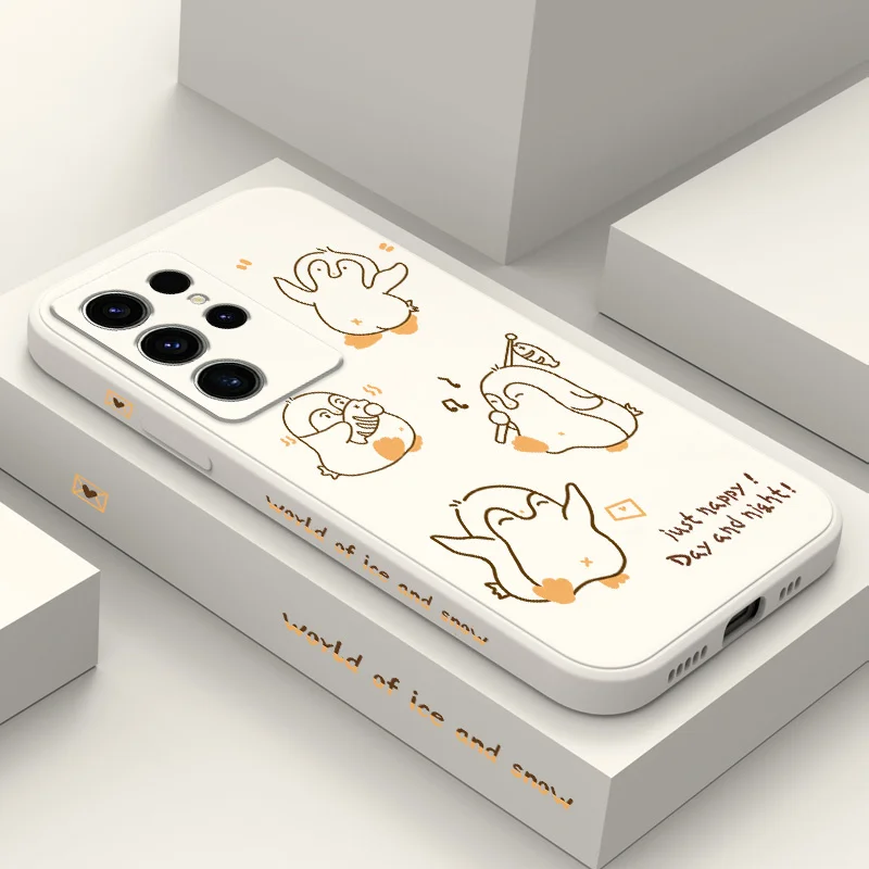 Minimalist Bear Phone Case For Samsung Galaxy S26 S25 Edge S24 FE Plus Ultra Liquid Silicone Soft Cover