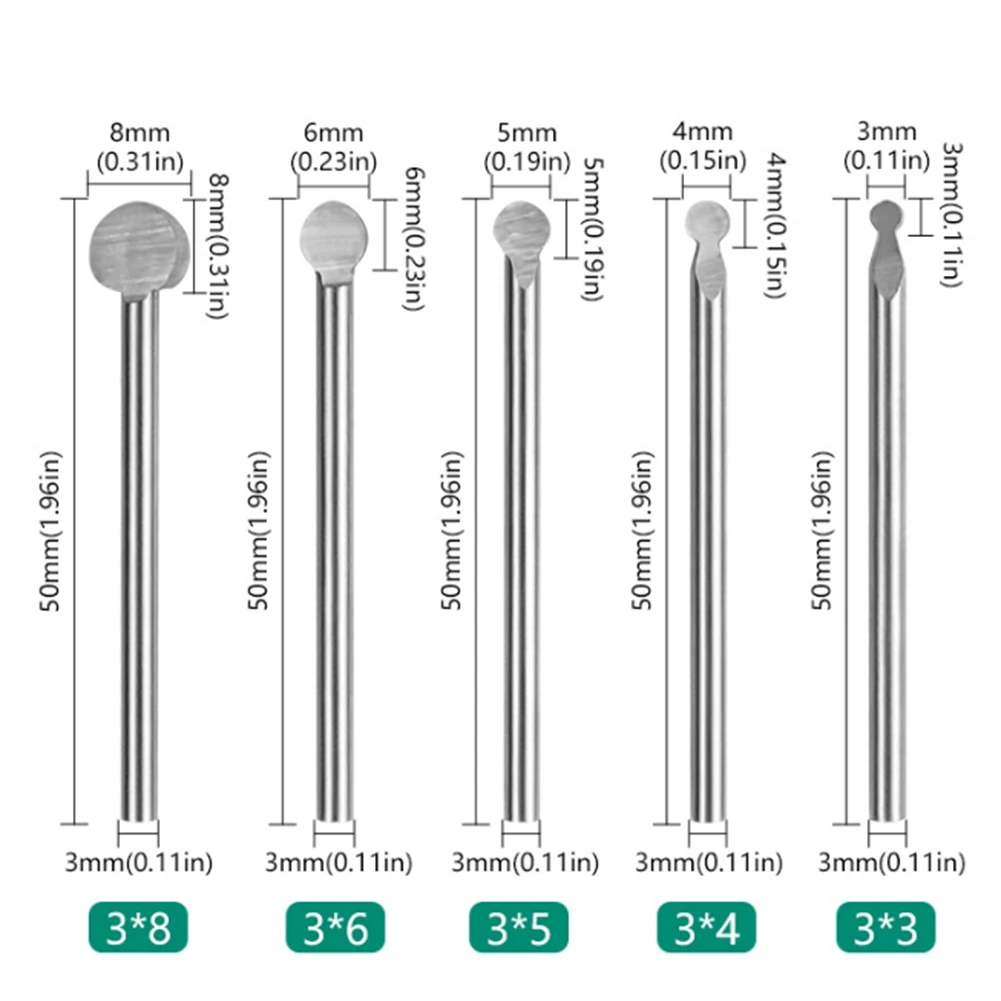 Broca de gravação com haste de 3mm, moedor elétrico compatível com material de metal padrão, alça de 3mm, escultura artesanal para escultura artesanal