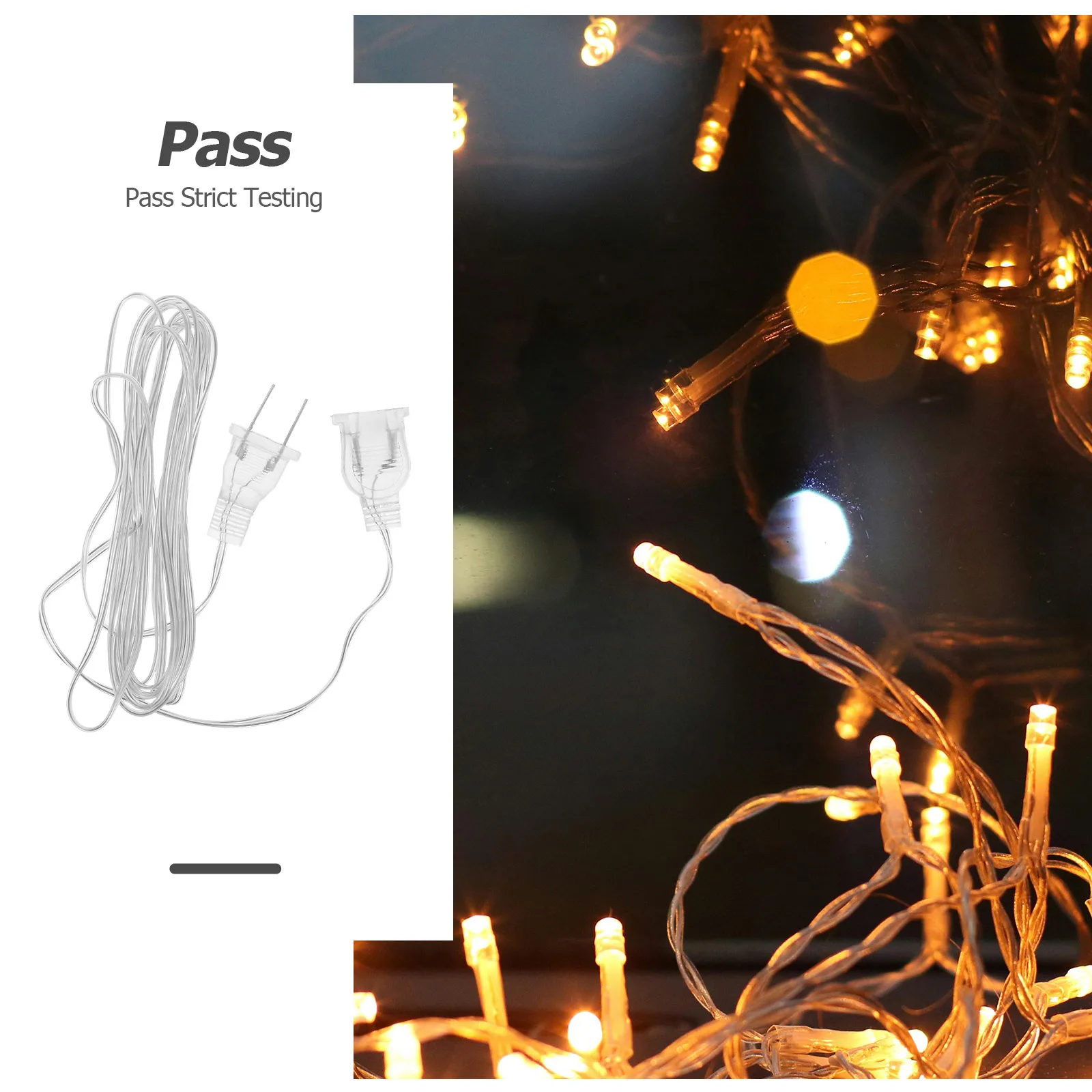 

2pcs Led Light Extension Cord For Christmas Party Curtain Lamp String Light Accessory Clear Extension Cord (Us Plug)