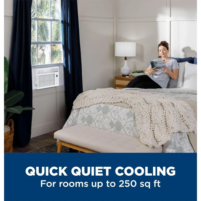 Оконный кондиционер, 5000 Блок со светодиодным управлением для небольших помещений площадью до 150 кв. футов, регулируемый вентилятор и настройки охлаждения