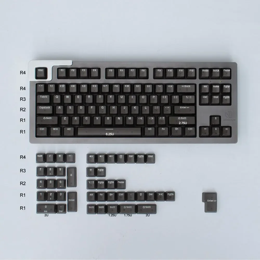 131 Keys Glacier Transparency Keycaps Full Set OEM Height PBT Thermal Sublimation For 61 87 98 104 108 Mechanical Keyboard