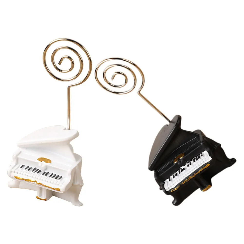 

2Pcs Piano Memo Clip Holder Desk Multi-Functional Photo Card Holder Note Clip Business Card Table Number Music Paper Clips