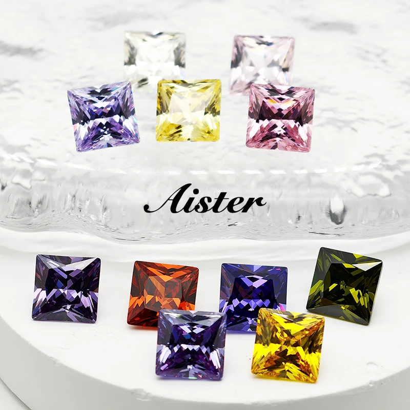 

New 5A Pink/White/Yellow/Red/Olive/Purple Colors Princes Cut Cubic Zirconia Loose Gemstones for Jewerly Making