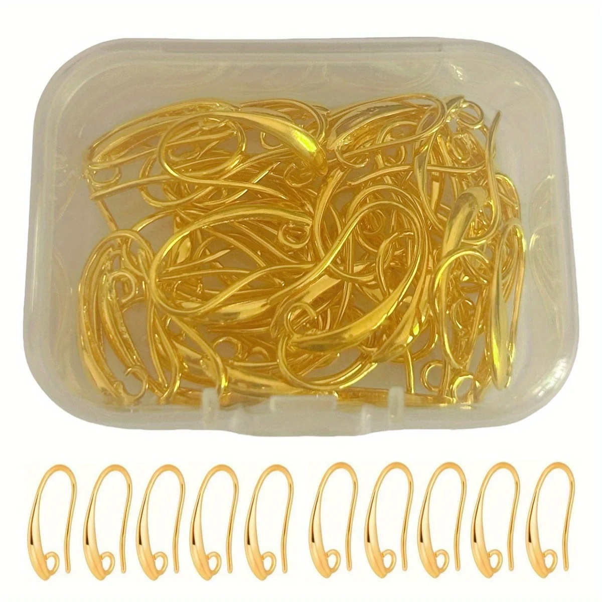 1 Box of Golden and Golden Mixed Color New Hot Selling New Diy Earrings, Smooth Surface Hook Shaped Jewelry Making Supplies - view 3