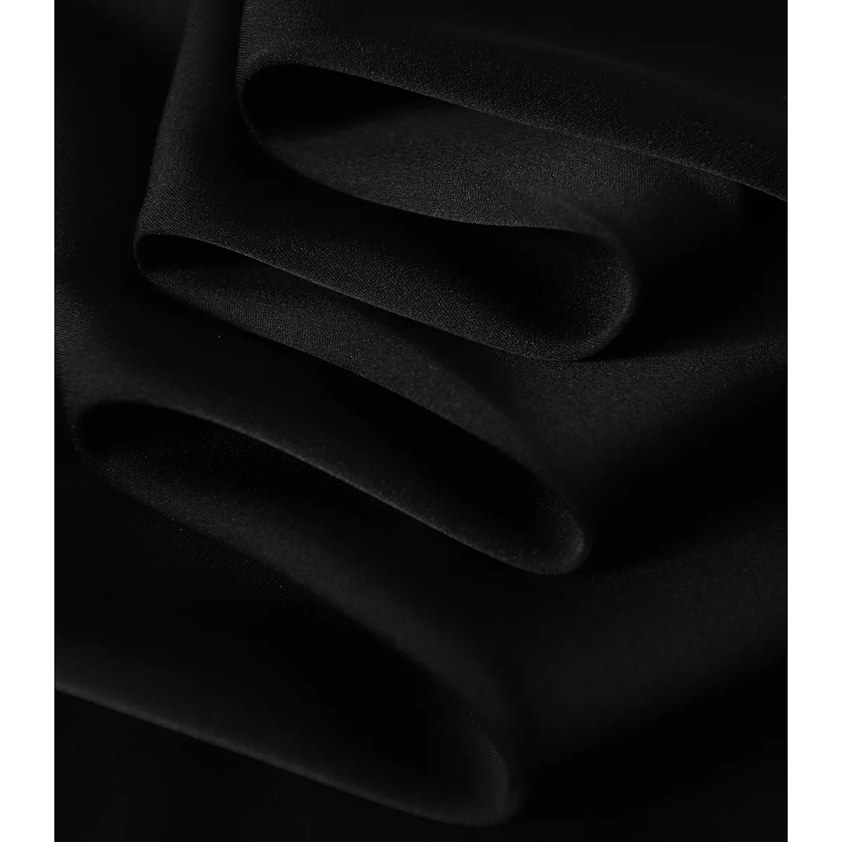 Hollow Embroidered Silk T-shirt Stretch Satin Fashion Graceful Collar Small Top Black Women's Clothing