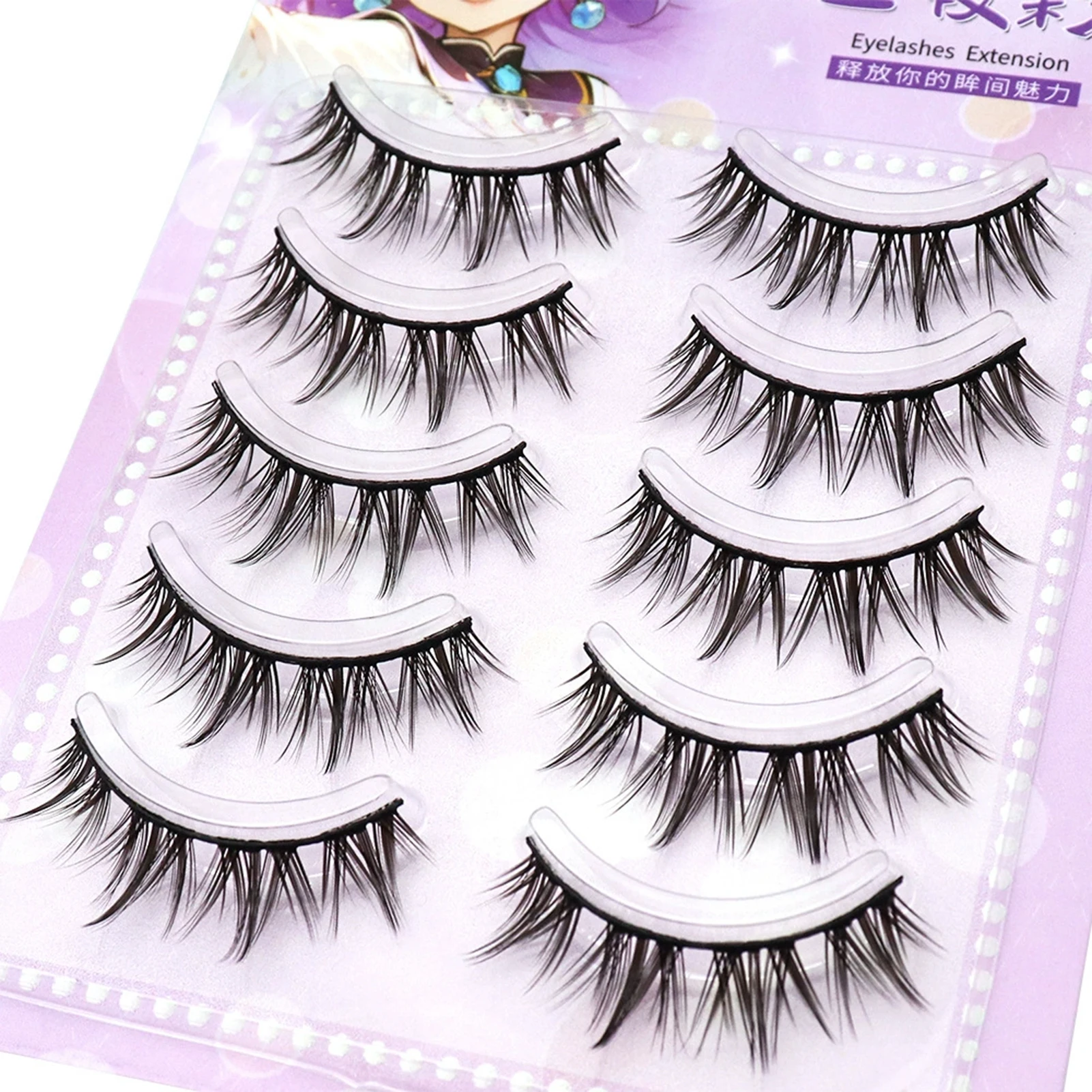 رموش صناعية على شكل كلب شرائط كاملة تصميم عين الدمية تأثير المانجا رموش ذاتية الصنع لحفلات التقطت الصور اليومية لصالون الرموش