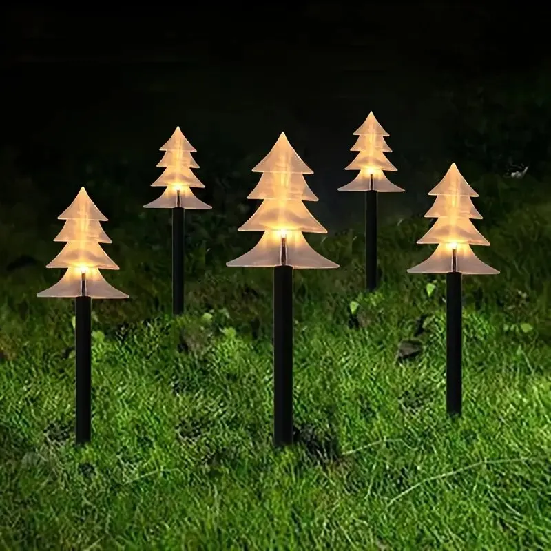 5pcs LED Solar Lawn lamps outdoor impermeabile albero di natale fiocchi di neve stelle Decor Party Garden portico Landscape Sunlight Lamps