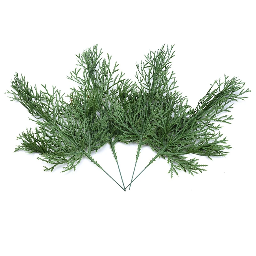 10pcs Artificial Plants Pine Needles Cypress leaves Home Wall Party Wedding Decor Outdoor Garden Christmas tree wreath Diy gift