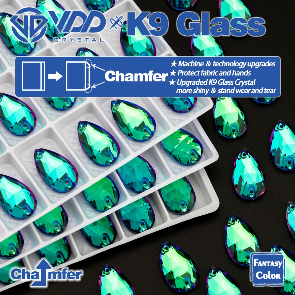 VDD S277 Luxuriöse grüne Top-Qualität AAAAA K9 Glas-Strasssteine zum Aufnähen, Kristalle, flache Rückseite, Strasssteine für Kleidungsdekorationen – Detail 2