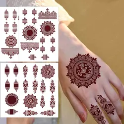 Brown Henna Tattoo Stickers for Hand and Foot Flower Temporary Tattoos for Women FakeTattoo for Wedding Festival Body Decor