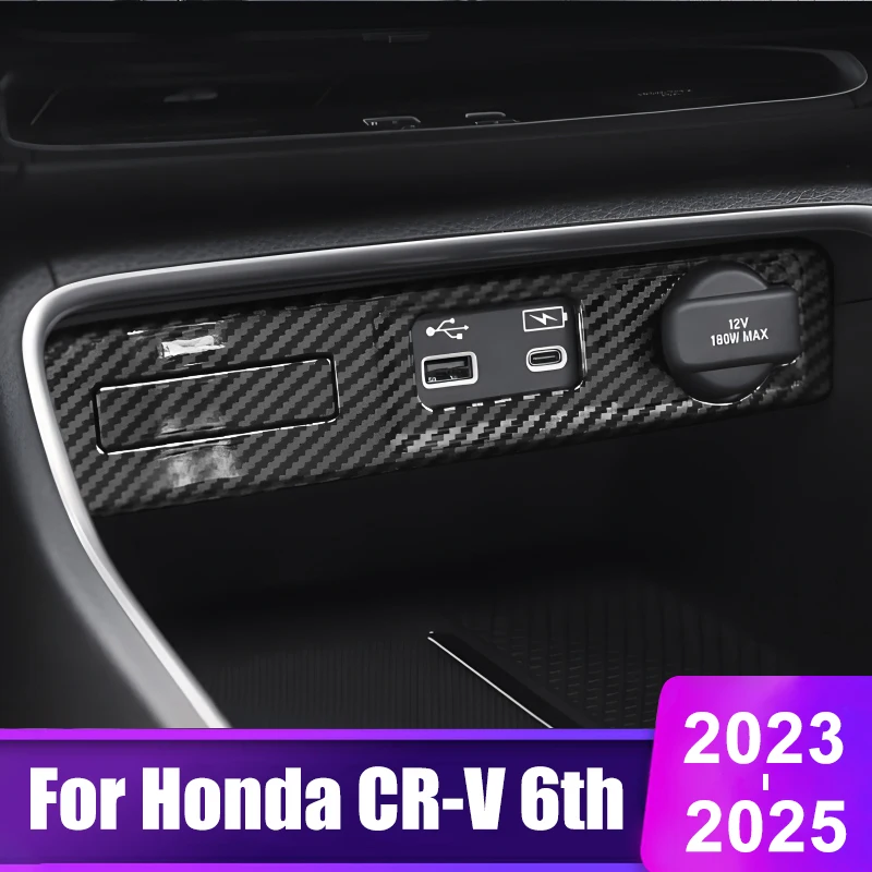 

For Honda CRV 2023 2024 2025 CR-V 6th Gen Hybrid Car Central Control USB Port Trim Frame Cover Styling Accessories