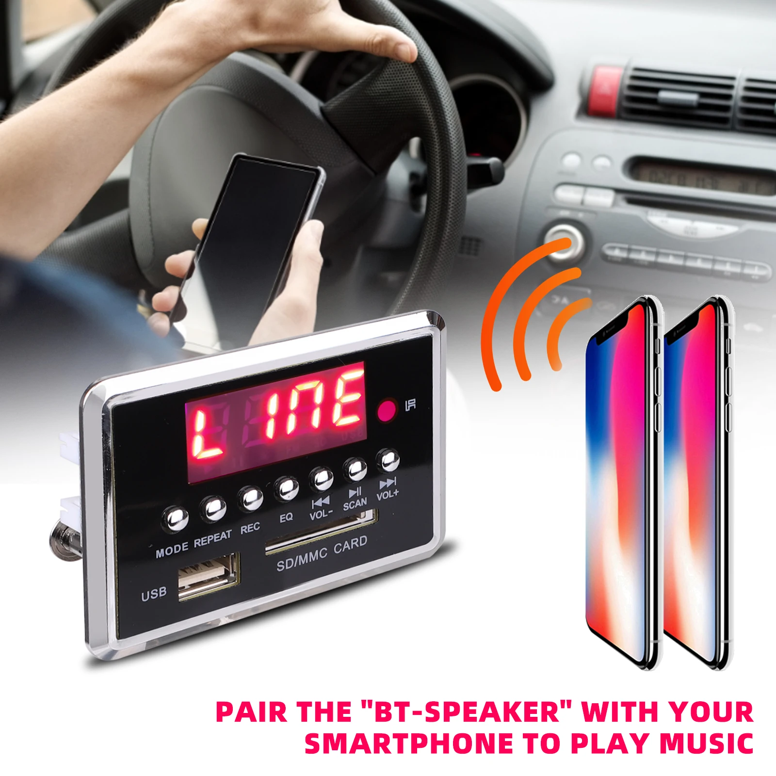 12V Car MP3 Player Bluetooth 5.0 MP3 Decoder Decoding Board Module Audio MP3 Player Support TF USB FM Recorder Call Hands-free