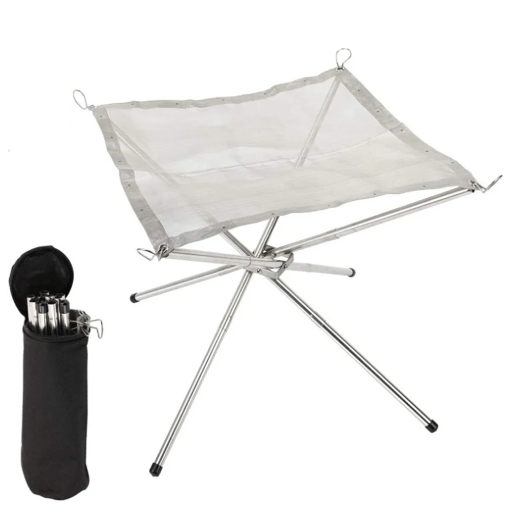 

Stainless Steel Mesh Fire Pits Fireplace Folding Wood Stove Portable Fire Pit for Camping Outdoor Patio Backyard and Garden
