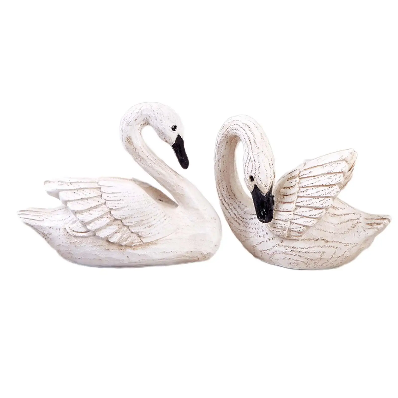 2Pcs Swan Statues Decors Table Centerpiece Couple Swan Figurines Resin Sculptures for Living Room Birthday Cabinet Office Party