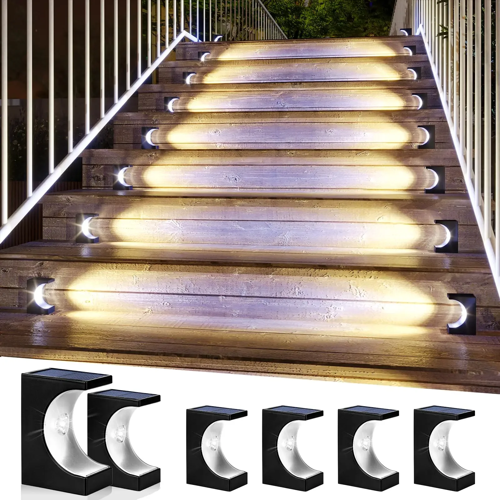 4 Buah Lampu Tangga Tenaga Surya LED Lampu Taman Tenaga Surya Dekorasi untuk Pagar Halaman Belakang Teras Depan Balkon