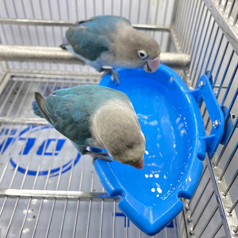 Parrot Food Tray Multifunction Creative Blue Bathtub Animal Cage Standing Wash Shower Box Bird Toys Pet Cleaning Products