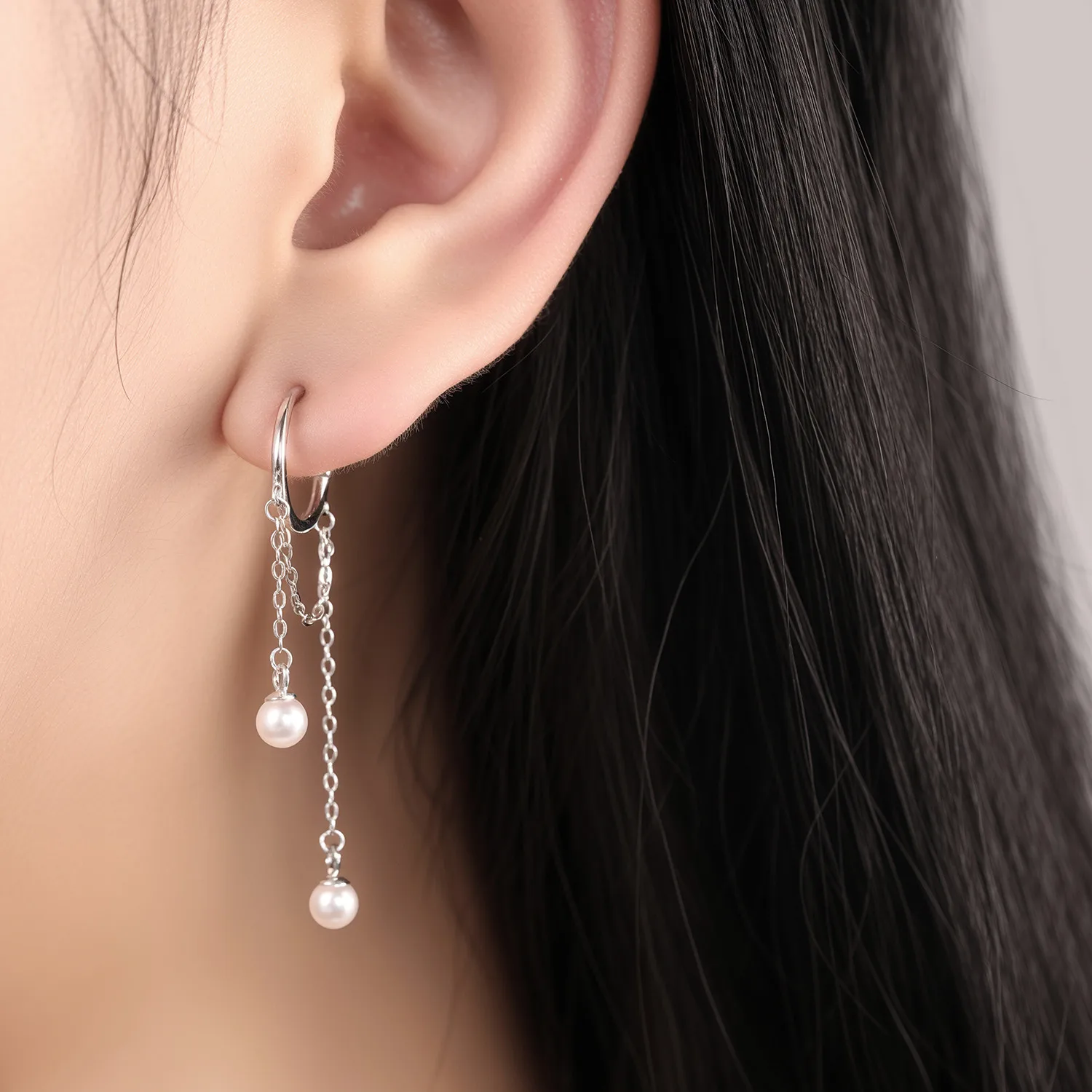 925 Sterling Silver Pearl Tassel Earrings Daily Earrings Jewelry Versatile Hoop Earrings For Women Jewelry Party Fine Gifts