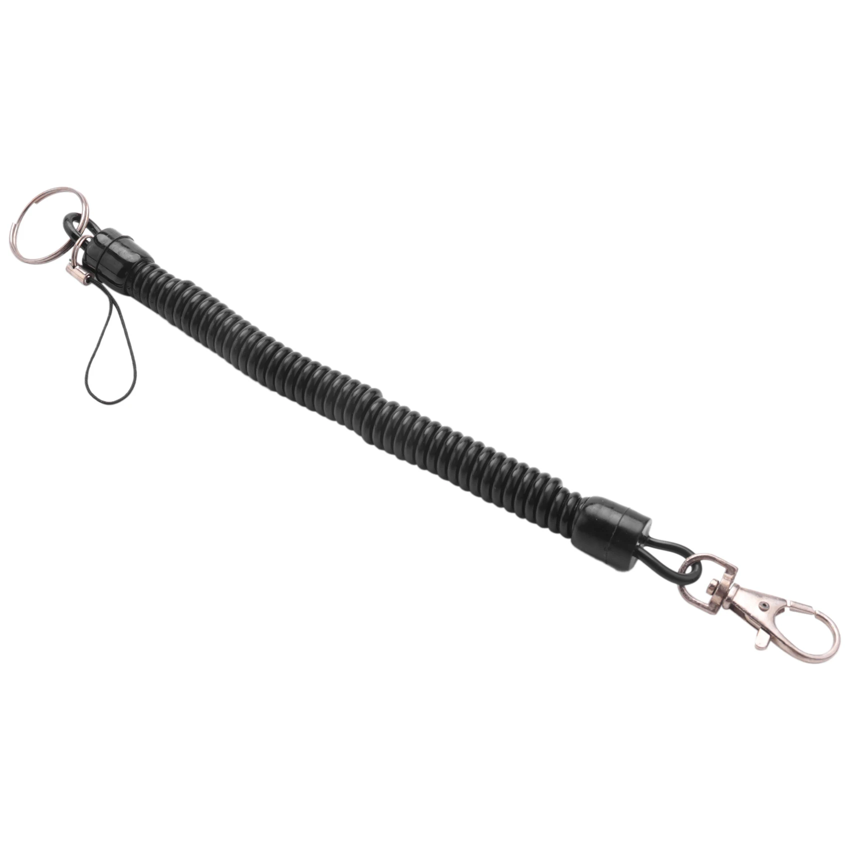 Lobster Clasp Black Spring Stretchy Coil Cord Strap Keychain Key Chain Rope