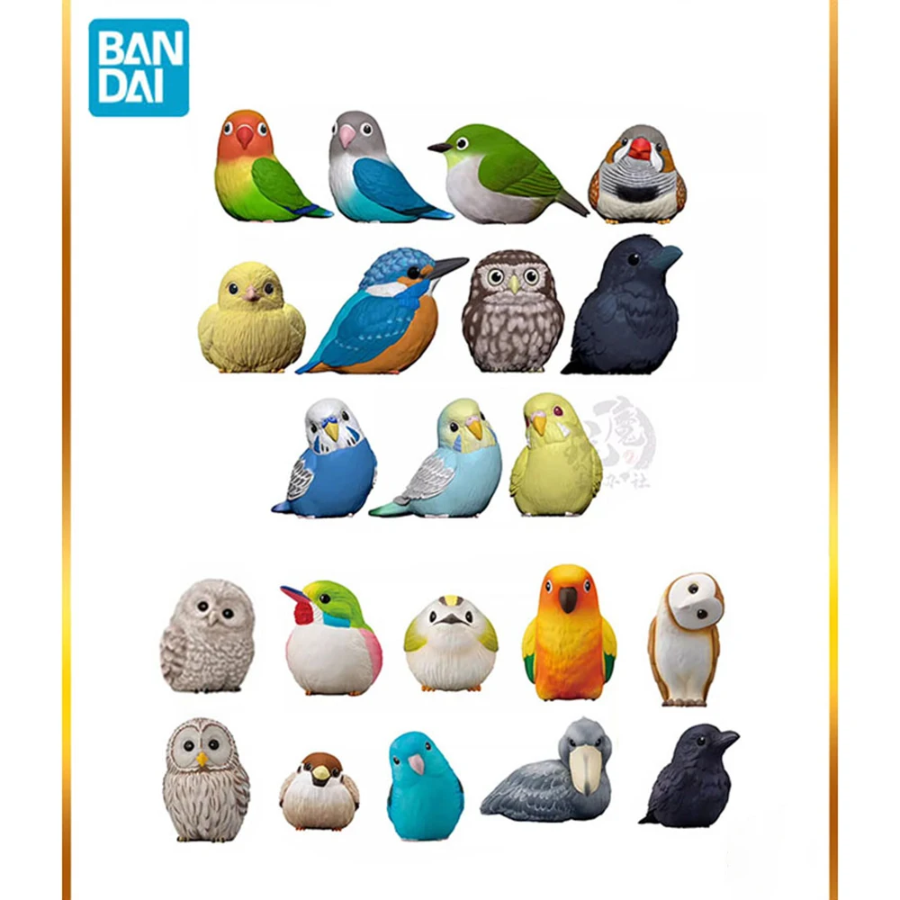 Bandai Genuine Handheld Bird Toy Palm Bird Lilac Bird Blackbird Parrot Owl Animal Collection Model Cute Friend Trendy Ornaments