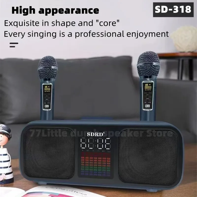 SD318 60W high-power TV mobile phone home karaoke speaker wireless Bluetooth dual microphone integrated KTV audio caixa de som