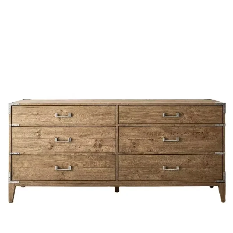 Retro solid wood bedroom furniture, six-drawer cabinets, villa hotel homestay available
