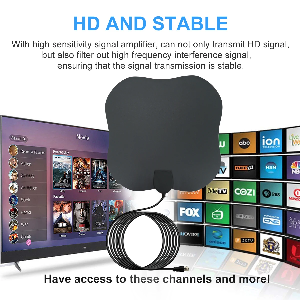ในร่มเสาอากาศทีวีดิจิตอล ATSC HDTV HD DVB-T2เสาอากาศทีวี