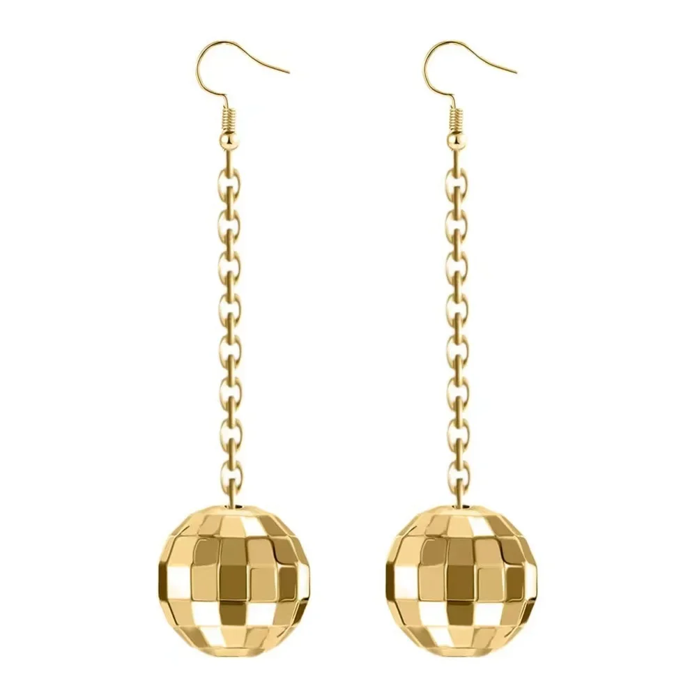 Exquisite Retro Disco Ball Pendant Earrings for Parties