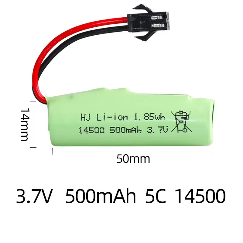 1S 3.7V 500mAh Li-ion Battery 14500 SM plug /3.7V charger For R/C Stunt Dump Car/4WD Twist- Desert Cars R/C Climbing cars