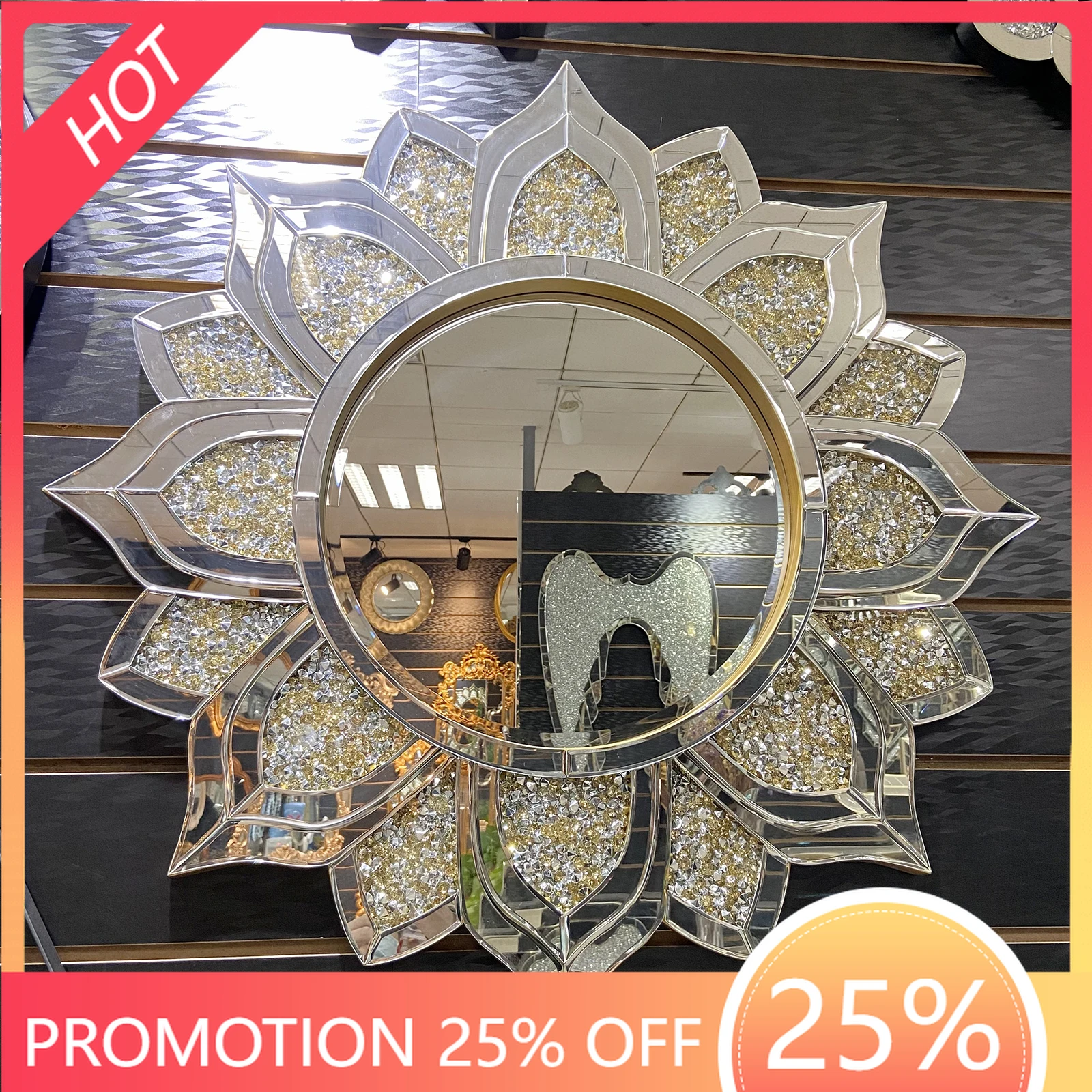 

SM luxury fashion decoration hanging mirror guest restaurant diamond-encrusted mirror personalized art soft decoration