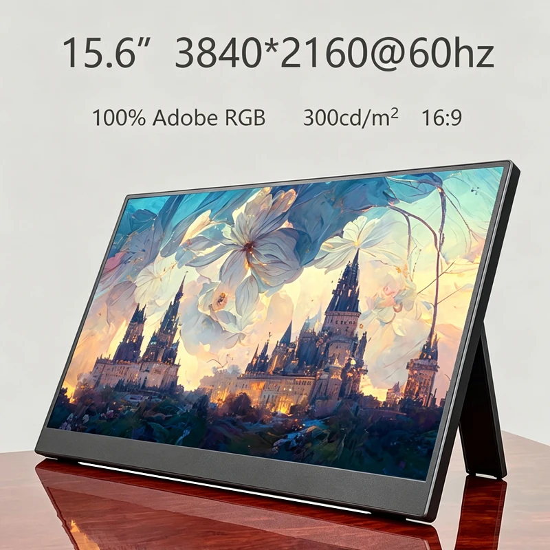 4k UHD 15.6-Inch Portable Mobile Monitor,3840*2160,100% Adobe RGB, Second Screen for Laptops, Suitable for Mac,  PS4/5, Switch