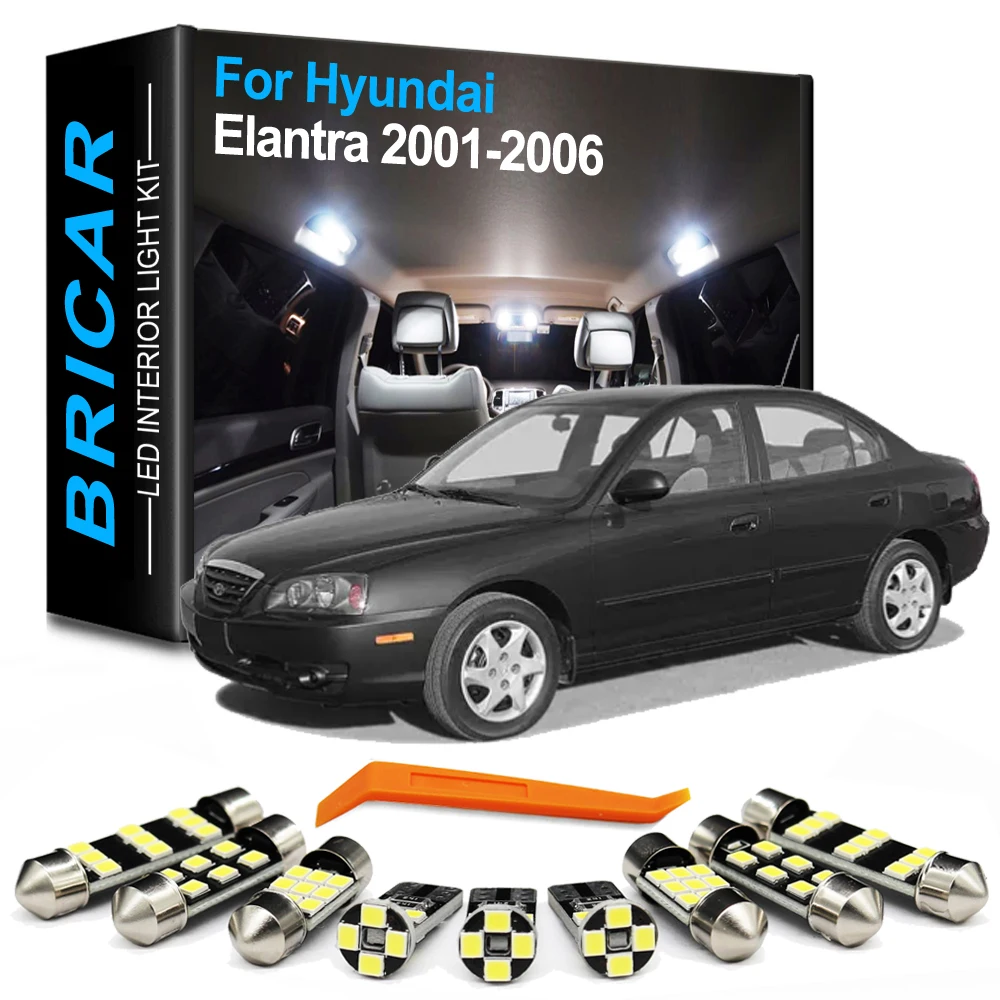 Brlcar 10Pcs LED Interior Bulb Light Kit For Hyundai Elantra XD 2001 2002 2003 2004 2005 2006 Canbus Car Reading Dome Trunk Lamp