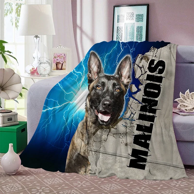 

Malinois Dog Blanket Fashion Animal Quilts Home Vacation Duvet Casual 3D Kids Anime Blanket Cute Home Textile Summer