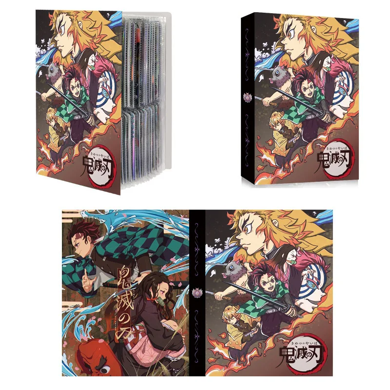 Personajes populares de Anime Demon Slayer Kamado Tanjirou, álbum de tarjetas, soporte de colección, carpeta, almacenamiento de tarjetas, 4 rejillas, 120 Uds., favoritos