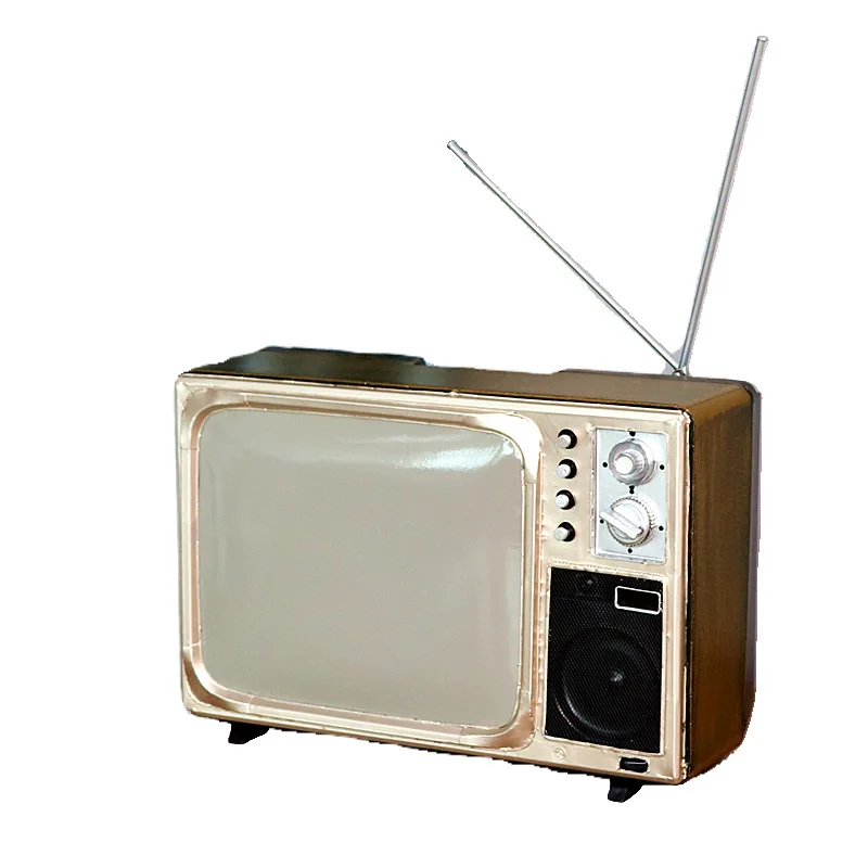 Retro and Old Home Decoration Ornaments Cafe Clothing Store Window Display Props Tin TV Model