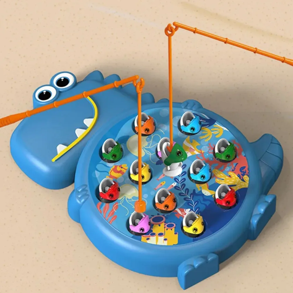 Magnetic Baby Fishing Toy Fishing Rod Early Educational Electric Fishing Toy Set Easy Cartoon Magnetic Fishing Game Toys