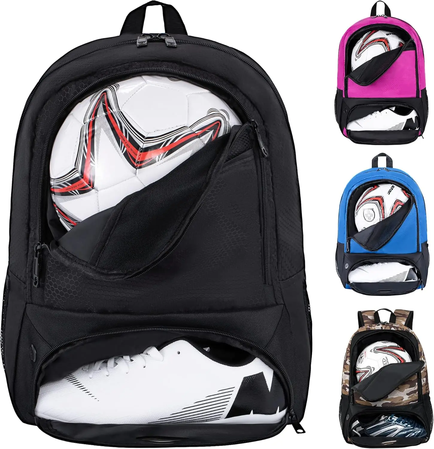 Himal Outdoor - Mochila de fútbol para fútbol, mochila para fútbol, voleibol y balonmano, bolsa deportiva con tacos separados