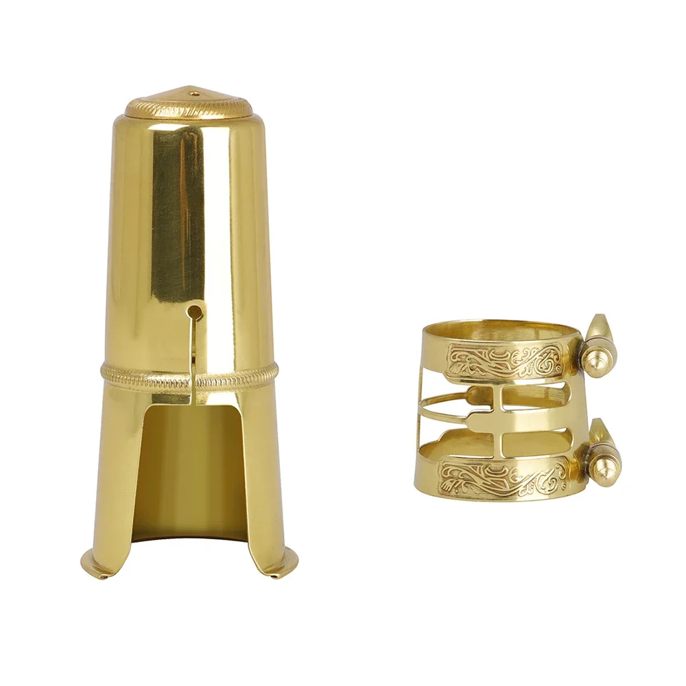 

Saxophone Metal Mouthpiece Ligature Clip and Mouthpiece Cap Double Screws Golden Adjustable Alto Tenor Sax Accessories & Parts