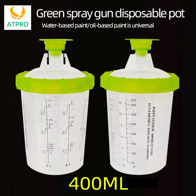 50 Sets Of 400ML Green Free Wash Pot Spray Gun Disposable Cans Car Spray Gun Pot With GraduatedPpaint Mixing Cup