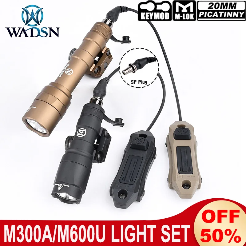 

Wadsn Tactical M300A Flashlight Set M600U Scout Light M300 M600 Hunting Spotlight Remote Pressure Switch M-lok Keymod 20MM Rail