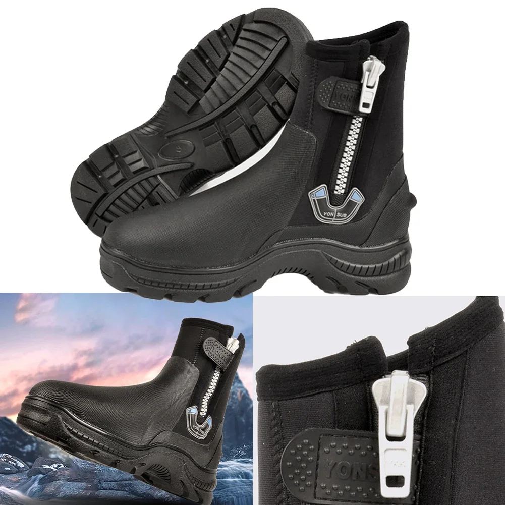 

1pair Shoes Neoprene Diving Boots 5m Water Shoes Wetsuit Booties With Non-Slip Rubber Soles High-cut Thick-soled Anti-slip