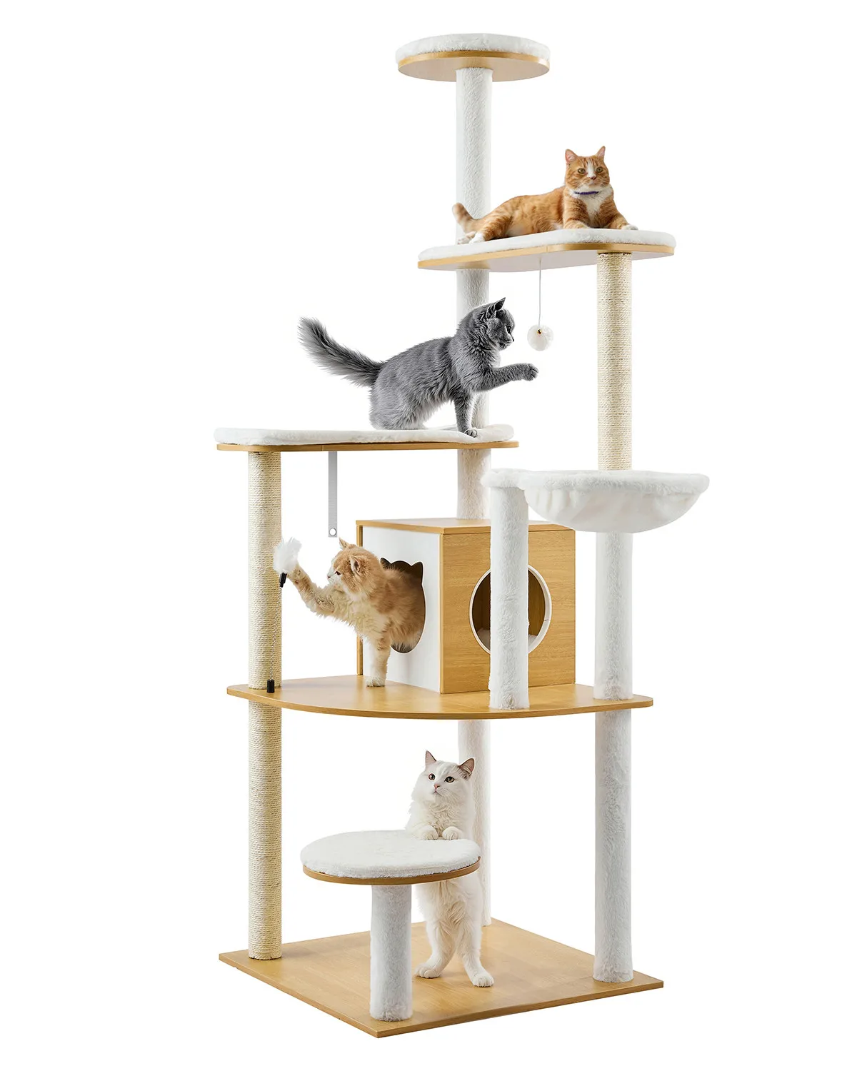 

Large Cat Tree 68.9" Tall Cat Tower Multi-level Cat Condo Indoor Play House