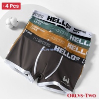 4 PCS 2024 Men's Underwear Cotton Underwear Letter Waistband Comfortable Breathable Soft Boxer Fashion Casual Sports Shorts